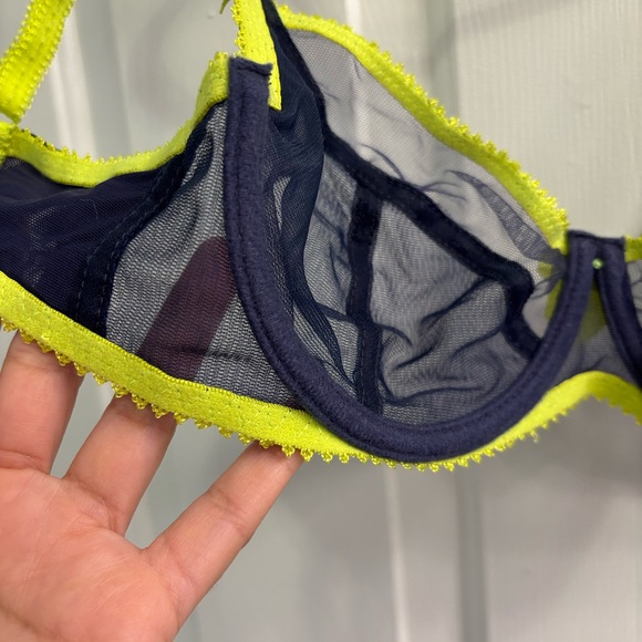 Claudette matching bra and panty set | size S panty and 32D bra | navy and neon - Picture 8 of 9
